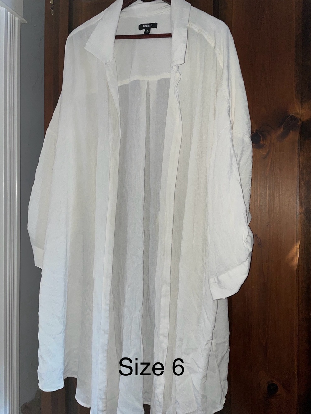 torrid White Lightweight Longline and light striped kimonos.